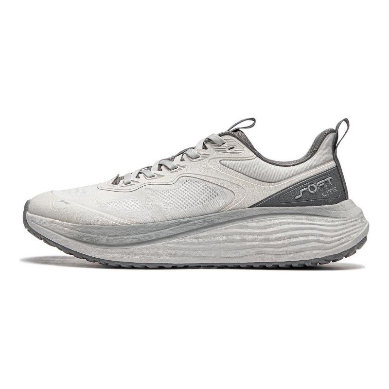 LiNing Soft Lite men low-top running shoes light smoke grey soft rebound AGLU033-2 43