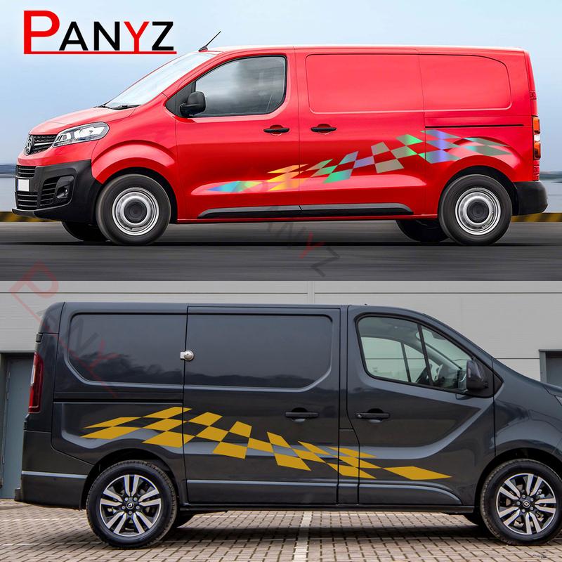 2PCS Car Door Side Stickers For Vauxhall Opel Vivaro Renault Trafic Graphics Camper Van Vinyl Film Decals Tuning Accessories