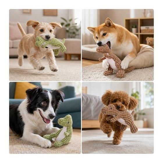 2 Pieces Dog Toy, Chew Toy, Talking Plush, Dinosaur Design, Chew Resistant, Tooth Brushing Prevention, Educational, Stress Relief, Soft Material,