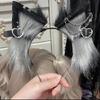 Cat Ear Hairband with Alloy Earring Whimsically Plush Wolf Headband for Cosplay