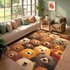 Cute Bear Family Rug Multicolor Bears Wildflowers Foliage Print Non-Slip Large Carpet Rustic Themed Floor Mat for Living Room