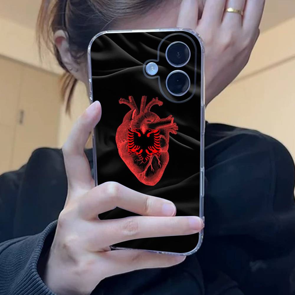 Albania Albanians Flag Phone Case For iPhone 17 15 14 13 11 12 16 Pro Max Plus Mini Transparent Silicone Soft Funda