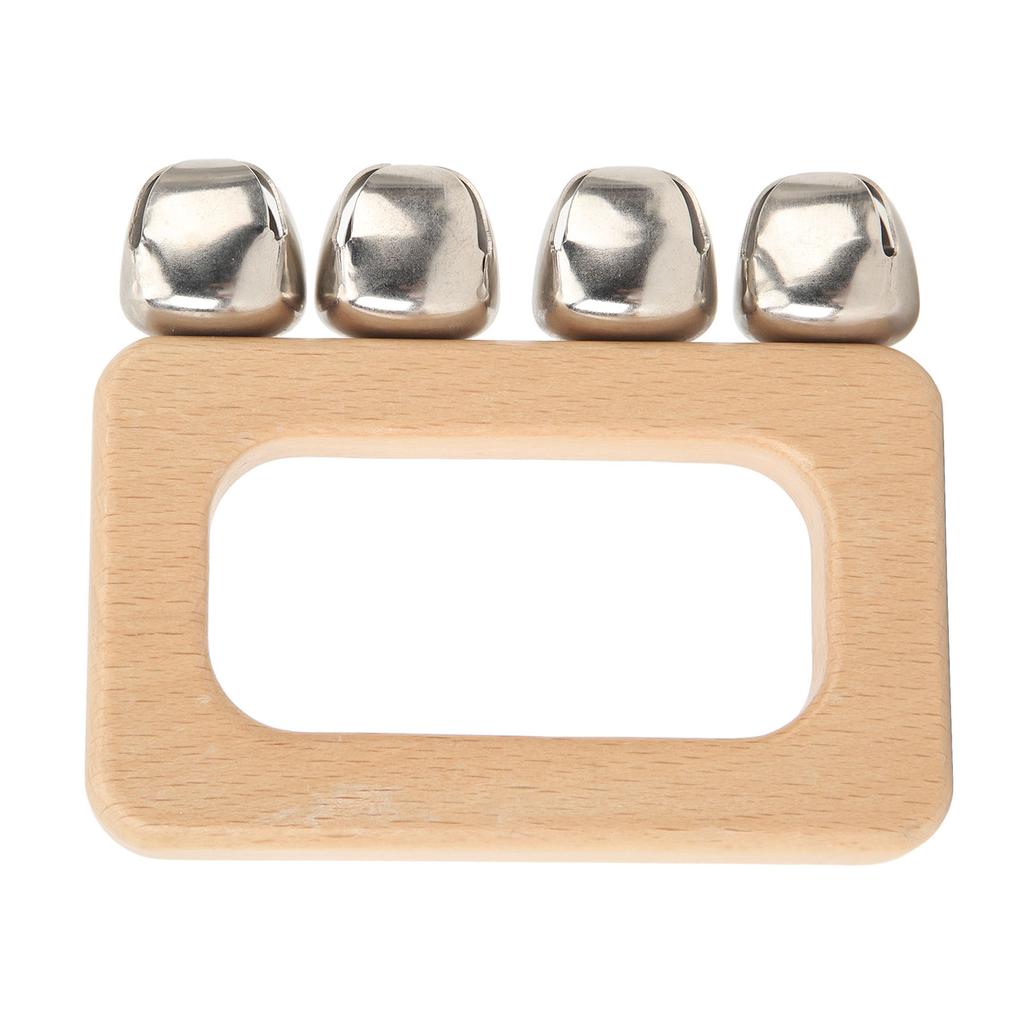 Dance Hand Bell Wooden Rectangle Handle Metal Jingle Bells Portable Percussion for Performance