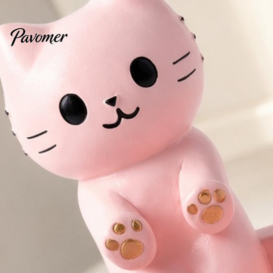 Jewelry Display Plate Cute Cat Storage Tray, with Deep Slot, Pink Matte Organizer Resin Decorative Ornament, for Dressing Table And Keys Earring