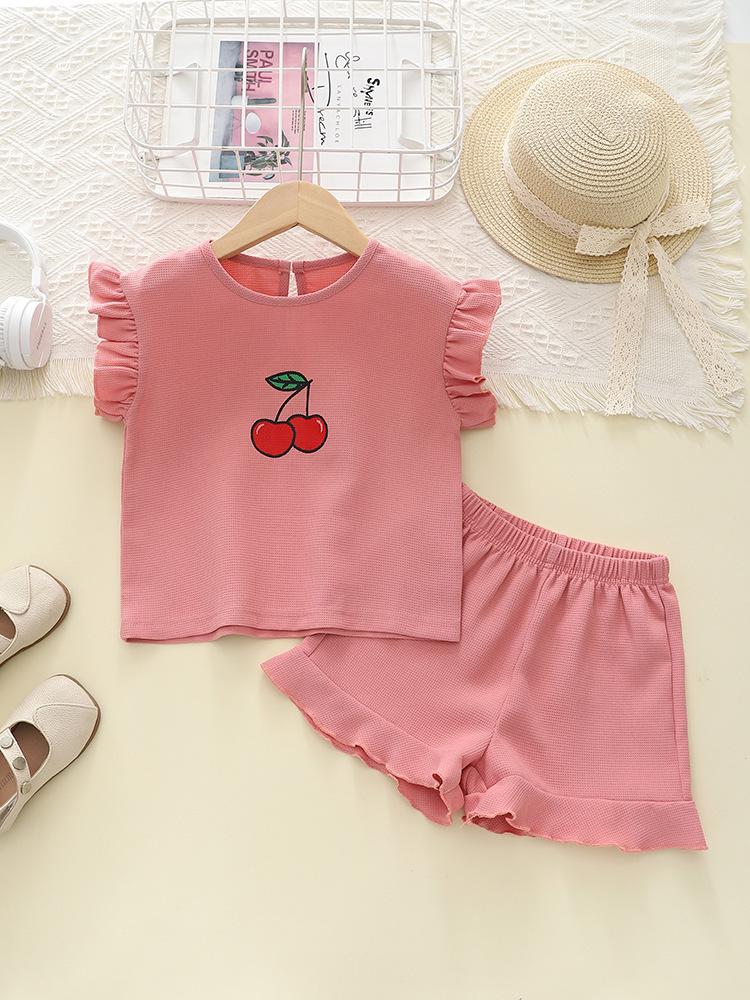 Summer Cherry Blossom Lace Shorts for Girls, Ages 1-8 - Korean Style