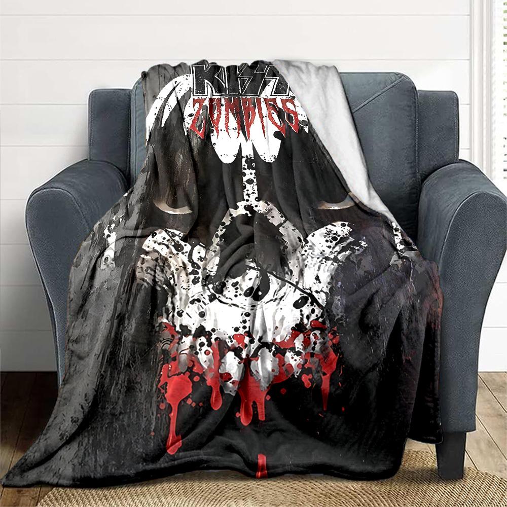 1 Stück Kiss Zombies, Horror-Decke Weiche Ganzjahres-Kuscheldecke mit lebendigem Design, Perfekt für Zuhause, Reisen und Geschenke, Ideal für Nickerchen und Camping
