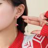 Creative Asymmetric Hat Glove Moving Santa Claus Long Tassel Hanging Earrings for Women New Year Christmas Holiday Jewelry Gift