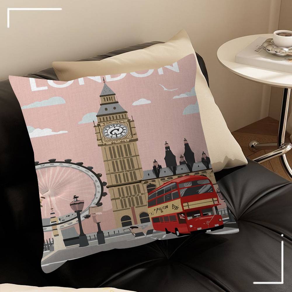 World Famous Tourist Cities Cushion Cover Inches Farmhouse Decor Home Throw Pillow Covers For Couch Decorations