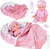 Jokomisiada Puppe Baby mit Bett in rosa Decke