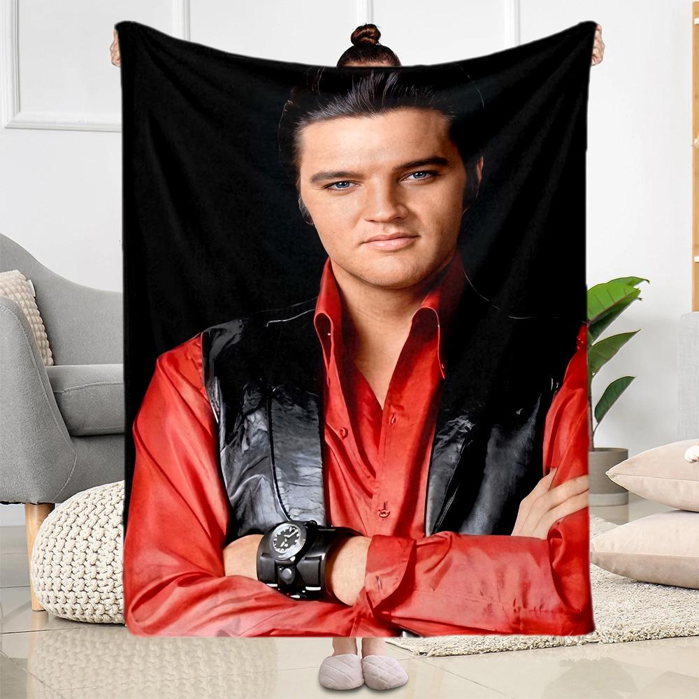 Elvis Presley: Rock 'n' Roll König Decke Bequem Geeignet für Bettwäsche Stuhl Bett Vier Jahreszeiten Universell Digitaldruck