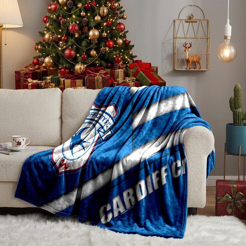 Cardiff Fc Crest Throws Blanket Flannel Blankets Plush for Couch Bed Gifts for Men Women Travel picnic blanket Christmas fan gifts