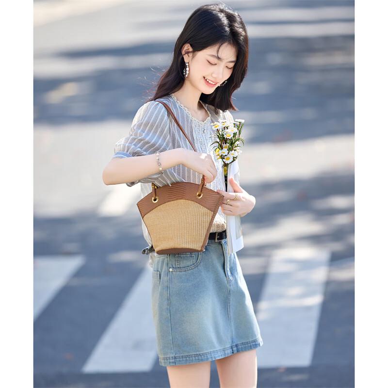 Shangjing 2025 Summer French Retro Lace Stripe Blouse M