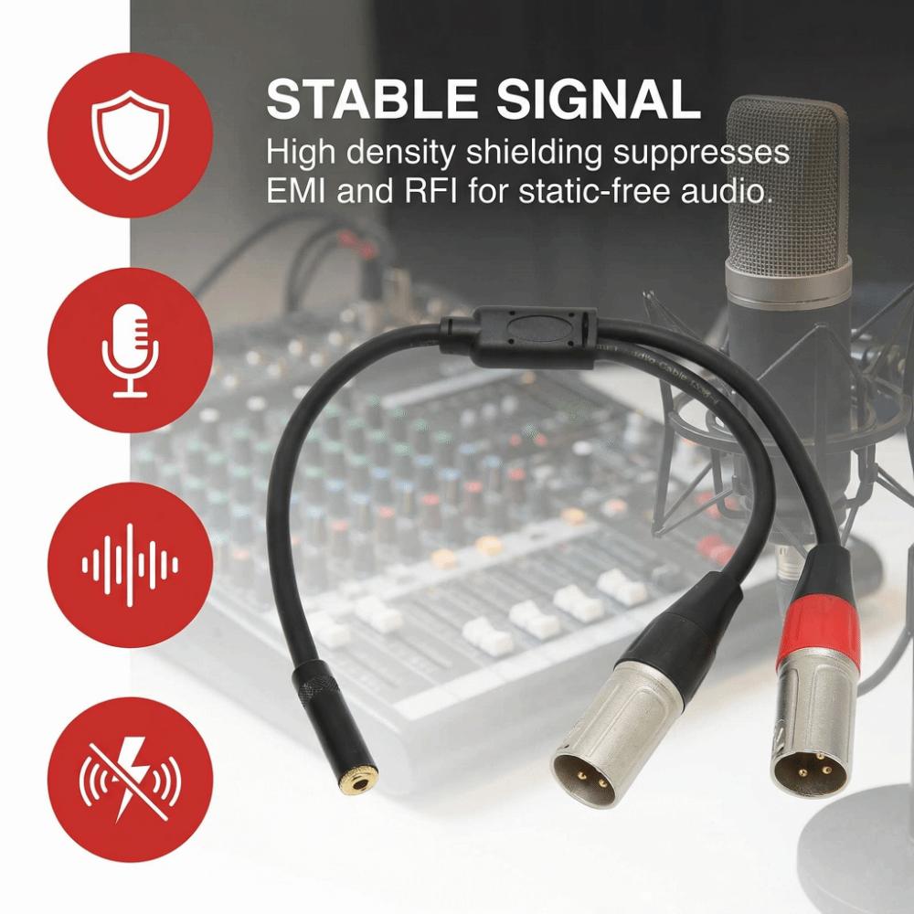 Plug and Play 3.5mm 1/8 To XLR Microphone Cable 3.5mm To 3Pin XLR Y Split Cable  Studio Equipment