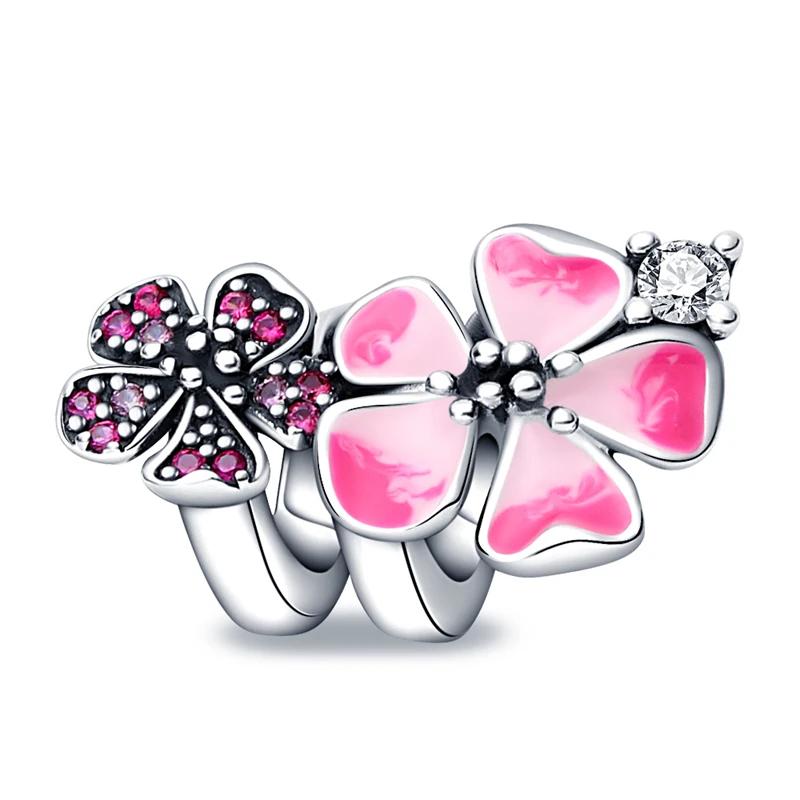 Copper Cherry Blossom Series Flowers Fit Original Women'S Bracelet Diy Making Fine Jewelry Gifts