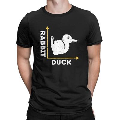 Denkspiel Ente Hase Optische Illusion Ente oder Hase T-Shirts Herren Erstaunliche Reine Baumwolle T-Shirts T-Shirt Original Kleidung