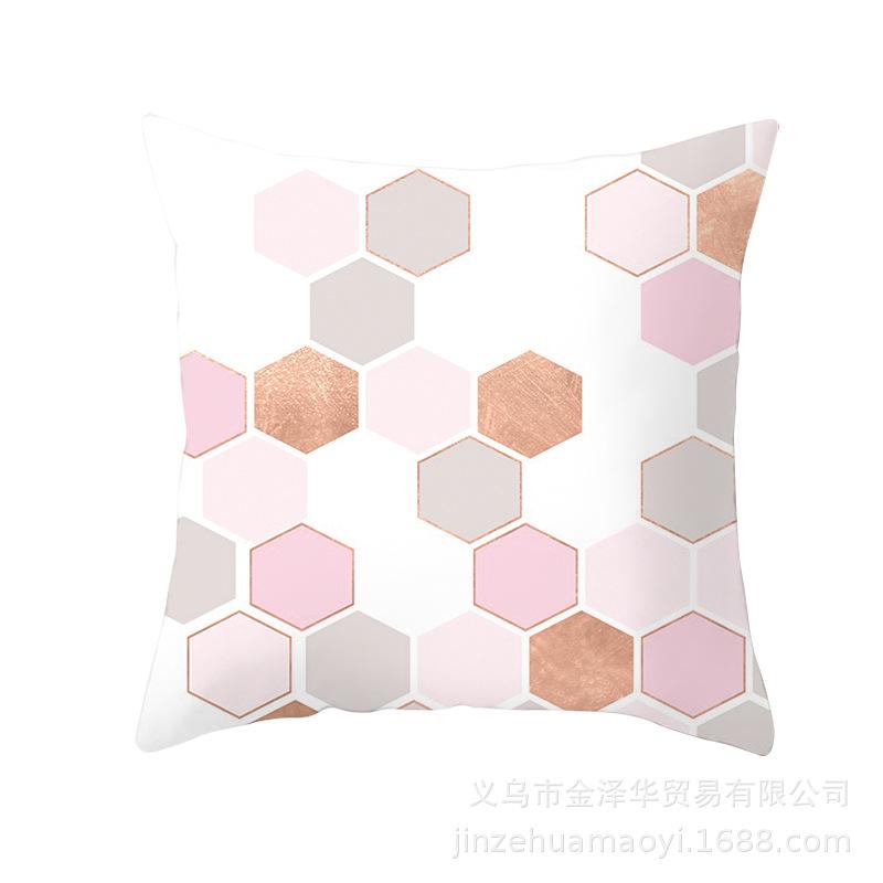 Modern Simple Pillow Cover Office Cushion Cover Pink Geometric Print Cushion Home Furnishings Home