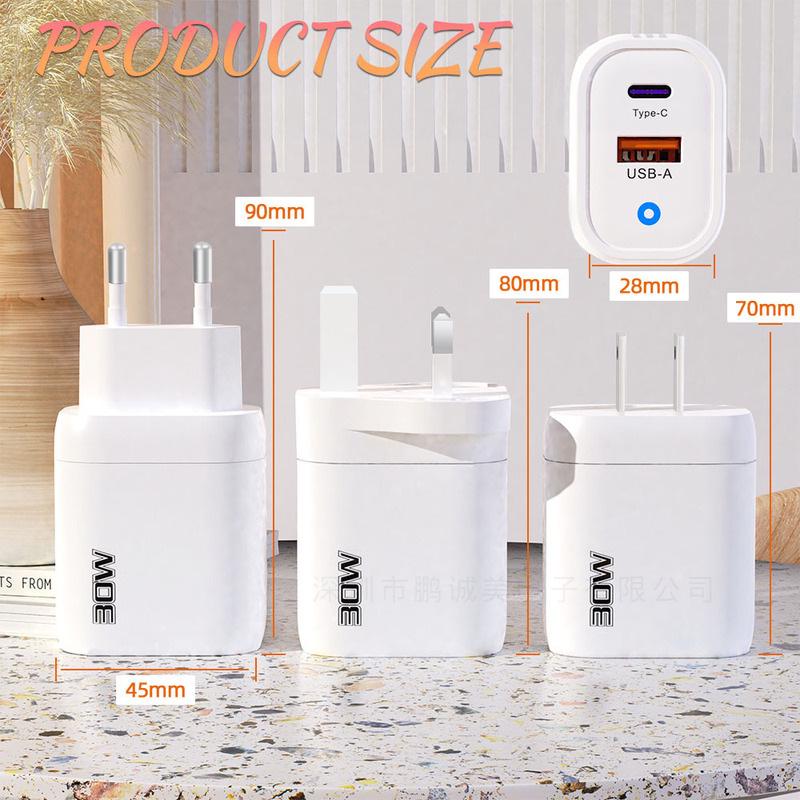 30W Multi-Port USB-C & USB Super Fast Charger with Global Plug Support