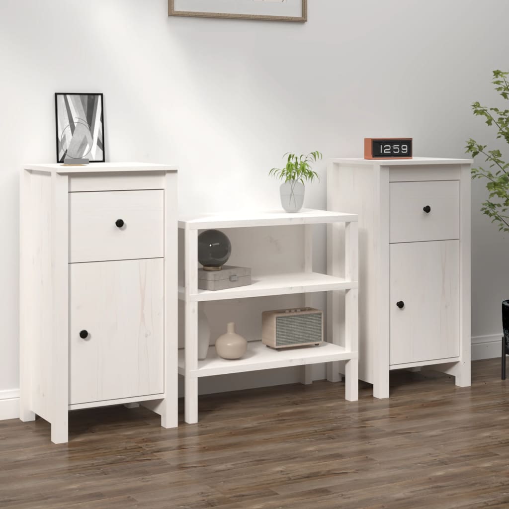 Sideboards 2 Pcs. White 40 X 35 X 80 Cm Solid Pine Wood