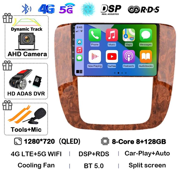 Android 14 Carplay Auto WIFI+4G For GMC Yukon Chevrolet Tahoe Suburban 2007-2012 GPS Car Radio Multimedia Video Player Stereo