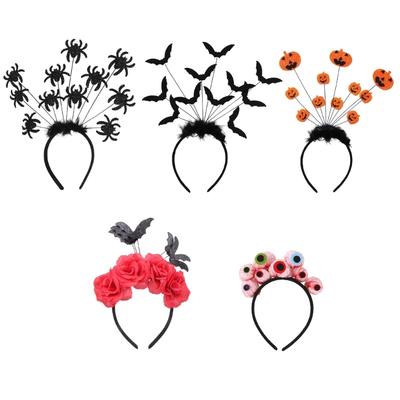 Bandeau Cheveux Araignées/Globe Oculaire/Chauve-Souris Effrayantes Multicolores Photographie Bandeau Cheveux Fête d'Halloween Bandeau Créatif pour Fille Femme