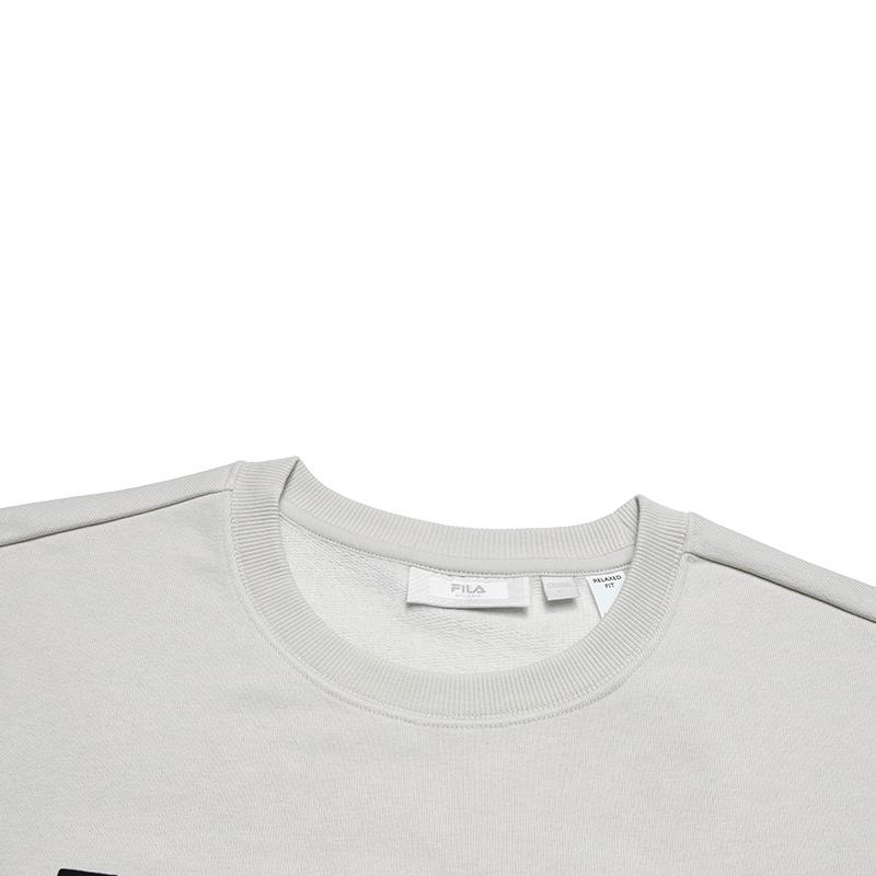 Fila Milano Series Simple Classic Retro Casual Versatile Warm Comfortable Crew Neck Sweatshirt Men Sweatshirt Light-Gray Cream F11M545205FIV