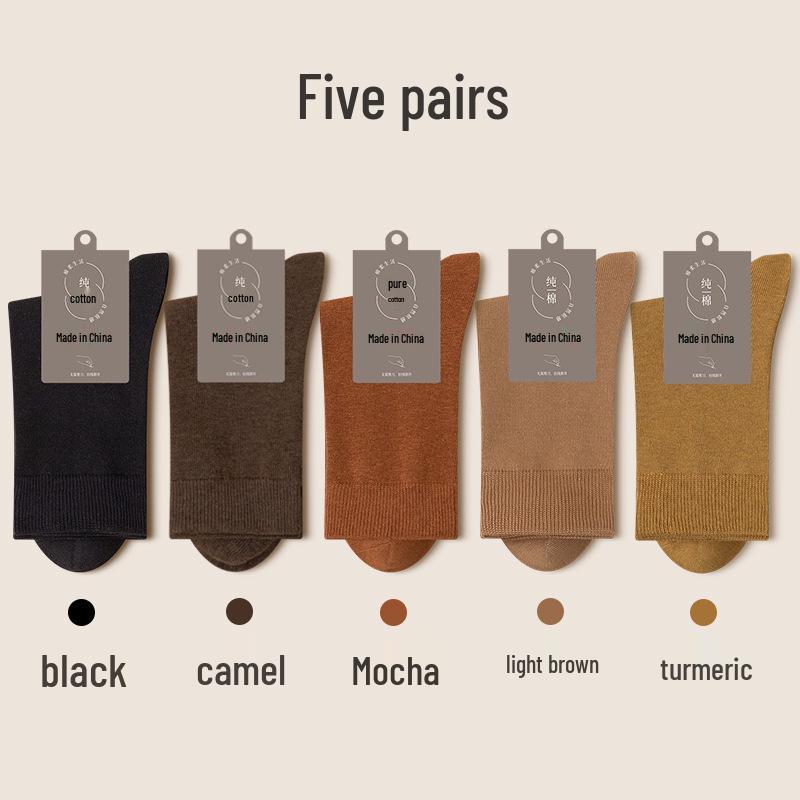 Svarta herrstrumpor i ren bomull till mitten av vaden - Varma, andningsbara och svettabsorberande för höst/vinter