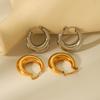 Fashionable Niche Design High-end Titanium Steel Gold-plated Geometric Earrings, Elegant Hollow Round Style for Women
