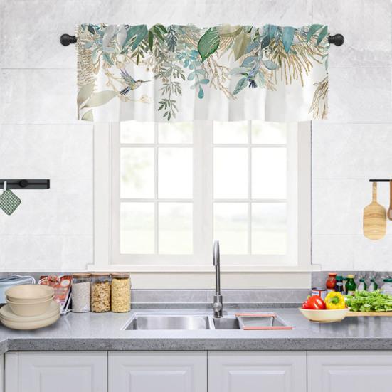 Bahar Çiçekli Perde Üstlüğü Yapraklar Çiçekler Pencere Üstlüğü Kısa Mutfak Perdesi Askı Yuvalı Perde Üstlüğü Banyo Yemek Odası İçin