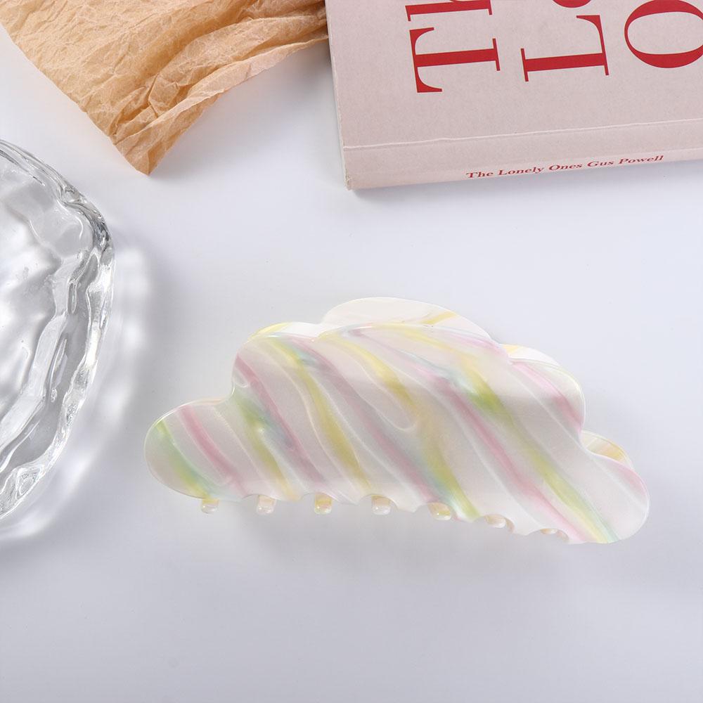 Colorful Cloud Acetic Hair Claw Rainbow Rainbow Hair Clip Elegant Stripe Shark Clip  Lady/Girls