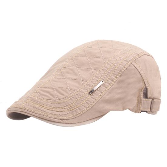 

Винтажная унисекс саржевая хлопковая плоская фуражка, регулируемый охотничий берет для газетчика бежевый