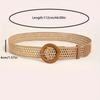 PP Casual Beach Fashion Grass Belt with Round Wooden Buckle for Women's Dress