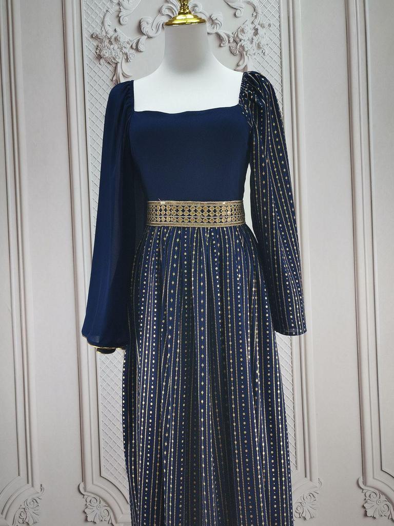 4067 Moda Dubajska: Nowy Styl Arabska Szata z Europejskim i Amerykańskim Hot Stampingiem Floralnym