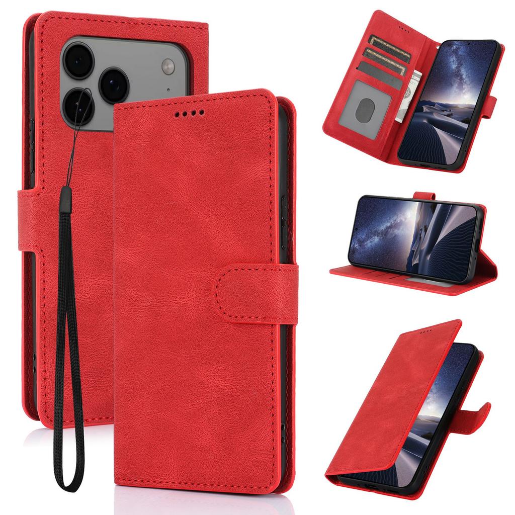 For iPhone 17 Pro Case PU Leather Phone Cover with Wallet Stand