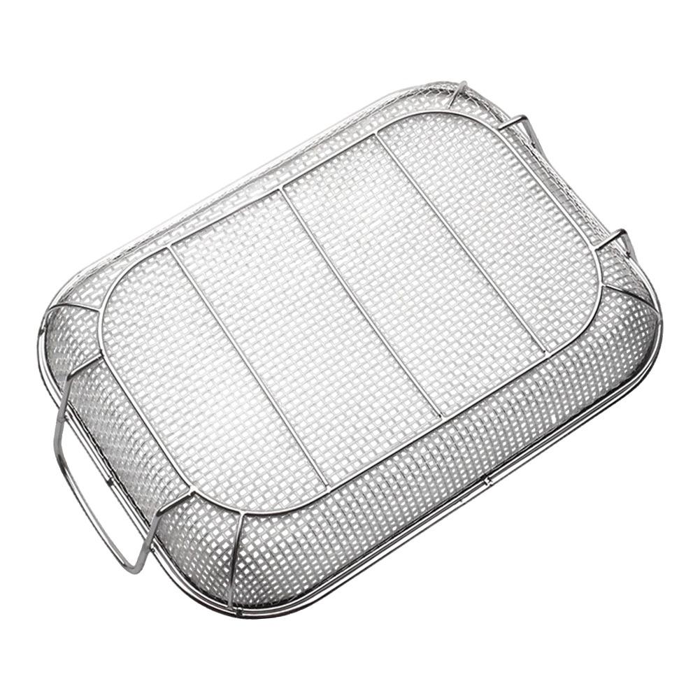 Basket For BBQ, Fruits Veggies With Handle Stainless Steel Square Multifunctional Basket 42.5*28*10.5cm For Kitchen And Barbecue