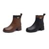 Vintage High-heeled Leather Martin Boots Women's Platform Round Head Fashion Thin Short Boots British Versatile Chelsea Boots