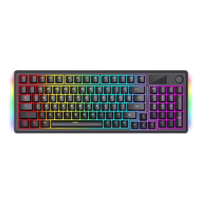 98-Key Colorful Mechanical Keyboard with Knob, Wireless Bluetooth, Silent Triple Mode for Gaming & Office
