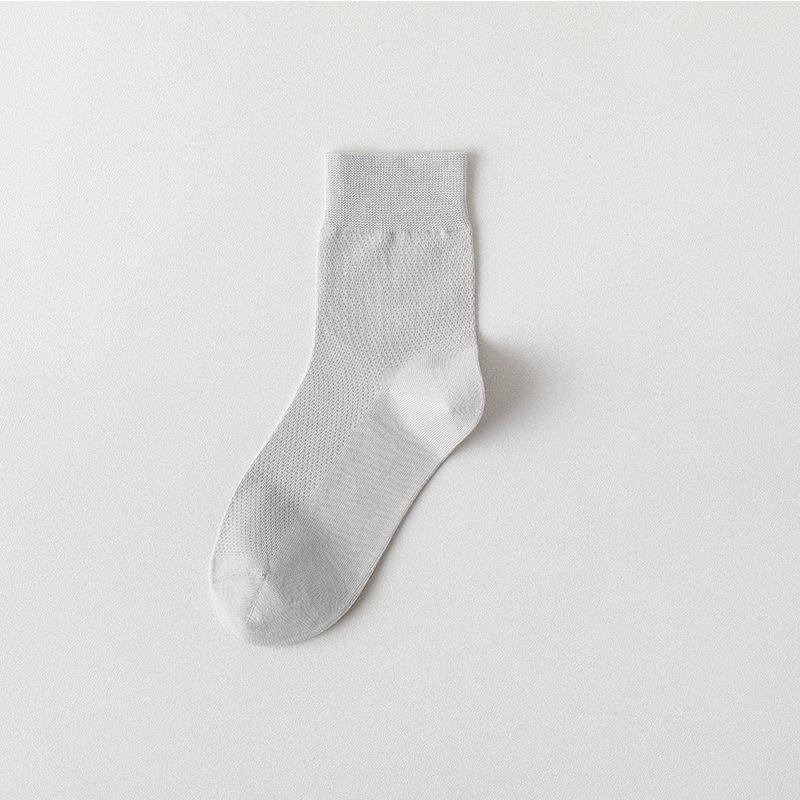Women's Summer Thin Cotton Pure Color Mesh Breathable Boneless Sweat Absorbable Tube Socks