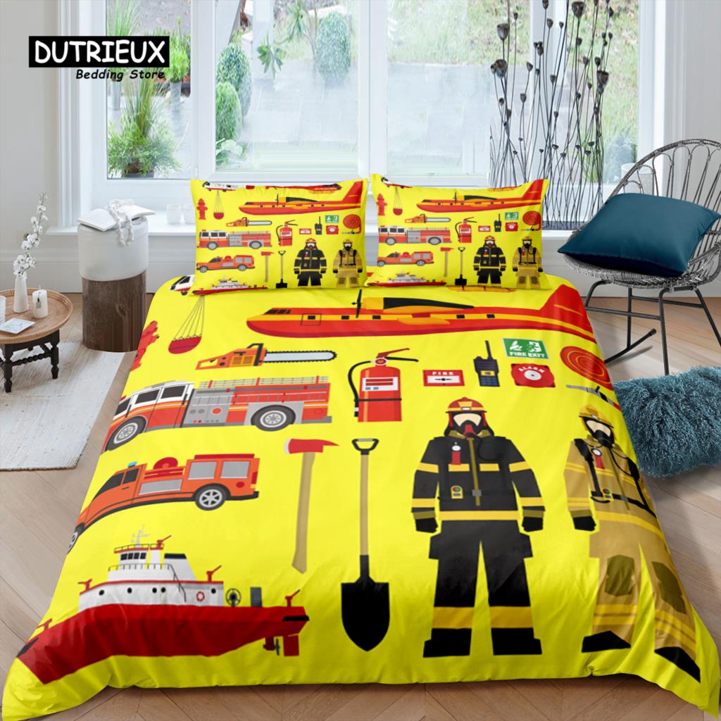 

Home Living Luxury 3D Firemen Bedding Set Duvet Cover Pillowcase Kids Bedding Set Queen and King EU/US/AU/UK Size EU single(135x200cm)