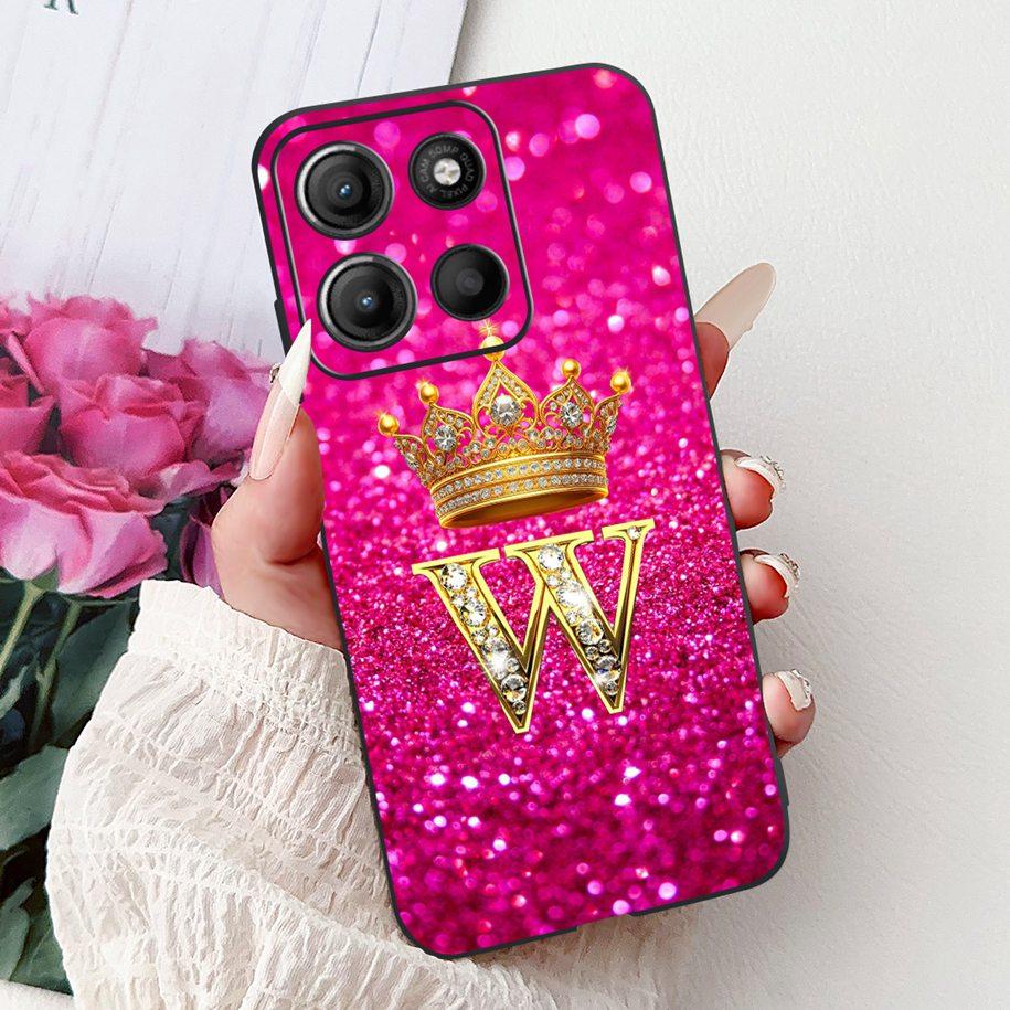 For Motorola Moto G15 Case MotoG15 Cover Luxury Crown Letters Soft Silicone Phone Case For Motorola Moto G75 5G G 75 G 15 Bumper