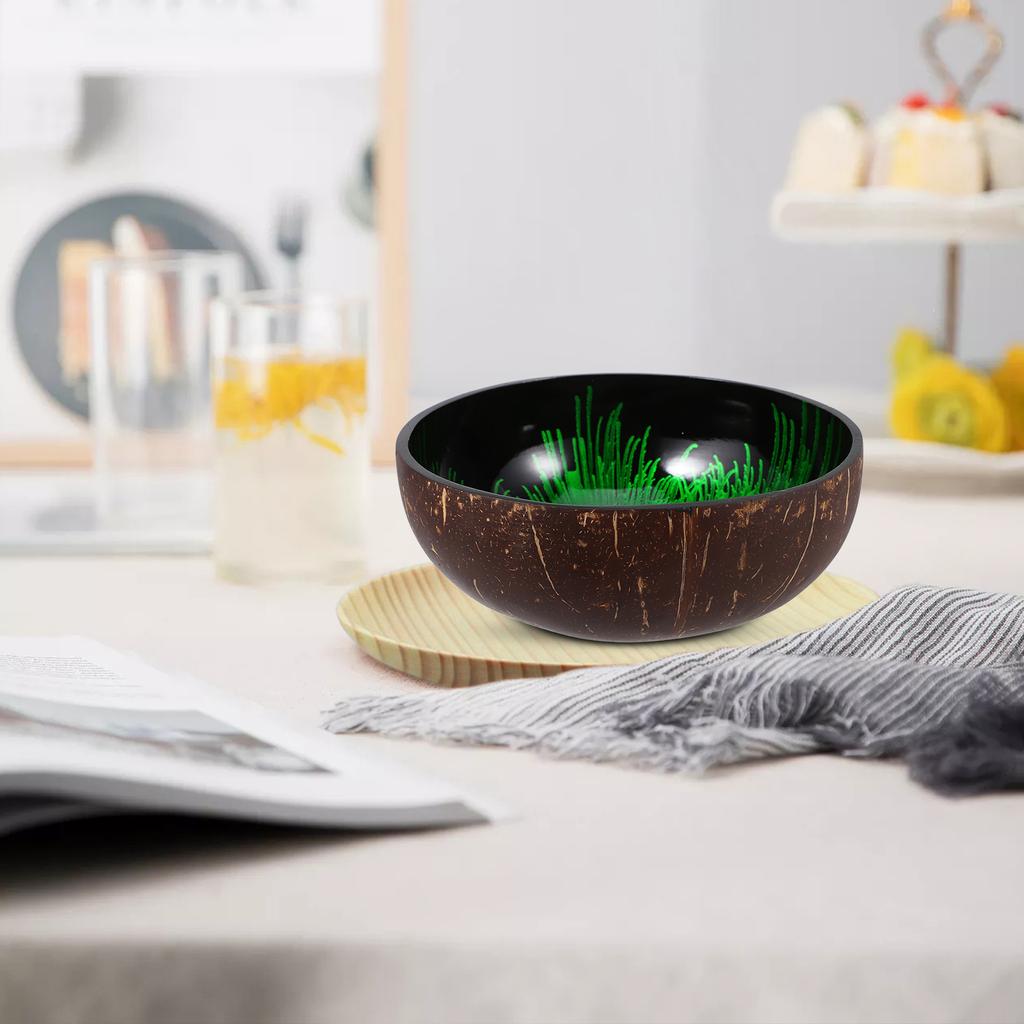 Coconut Bowl Candy Container Storage Shell Nuts Holder Snack Salad Bamboo Wooden Child Office