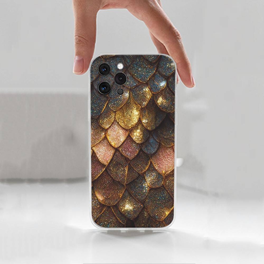 Snakeskin pattern Case For iPhone 15,11,12,13,16,14,17,Pro,Max,Plus,SE,Mini,X,XS,XR, Transparent Soft Silicone