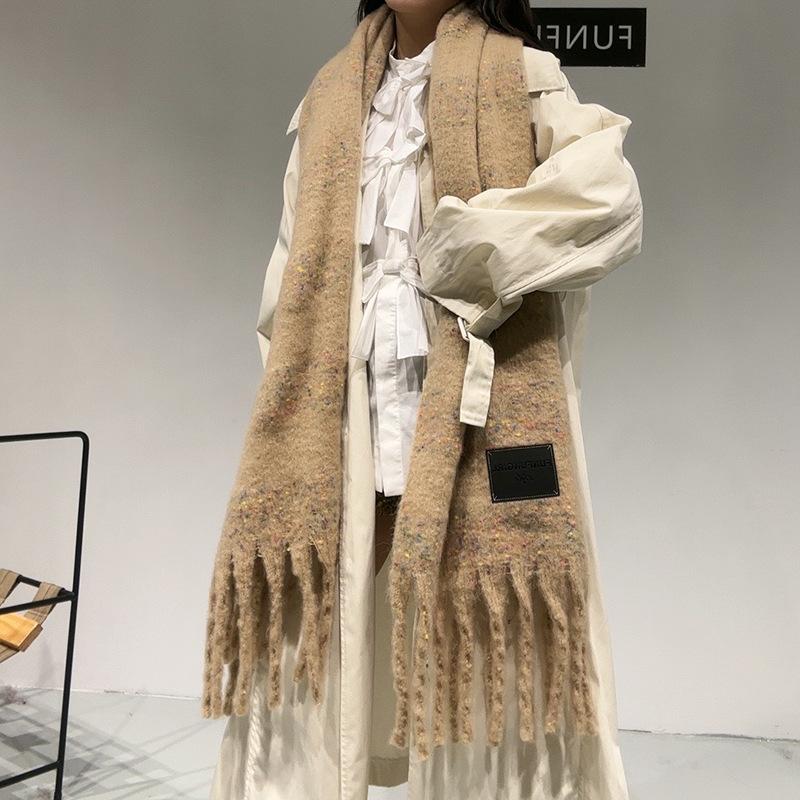 Spring and Autumn Premium Sense Thickened Long Warm Striped Scarf Color Matching Soft Versatile Fringed Polyester Shawl Scarf