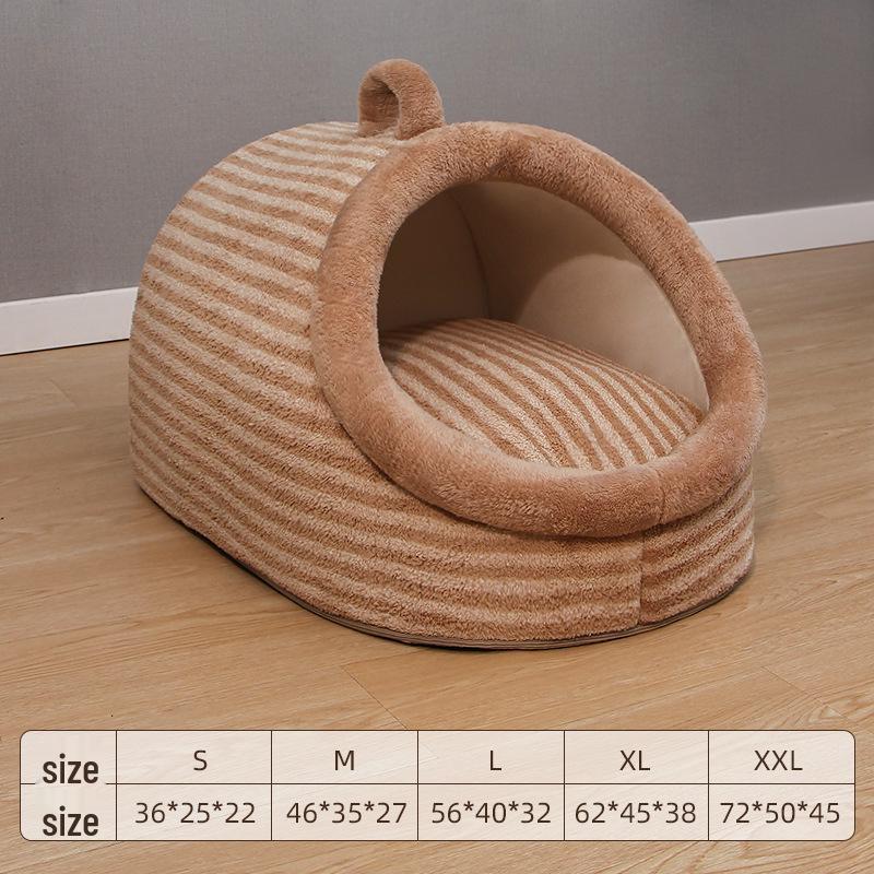 Four Seasons Semi-Closed Dog Bed: Cozy Winter Warmth for Pets