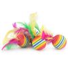 10PCS Rainbow Color Feather Ball Cat Toy Colorful Small Ball Pet Toys