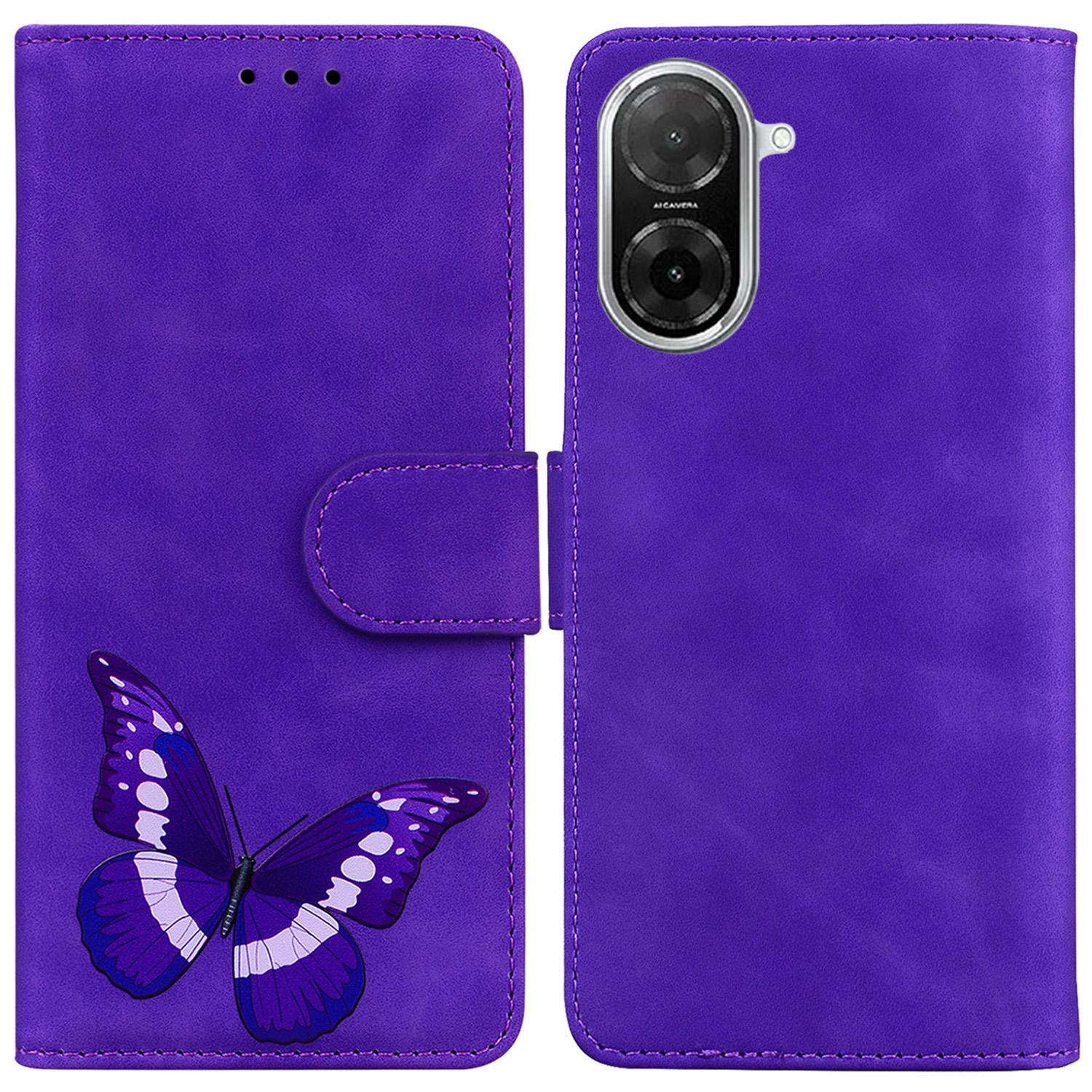 

For Xiaomi Redmi A5 4G (171.7mm)/Poco C71 4G Stand Case PU Leather Phone Cover Butterfly Printed Purple