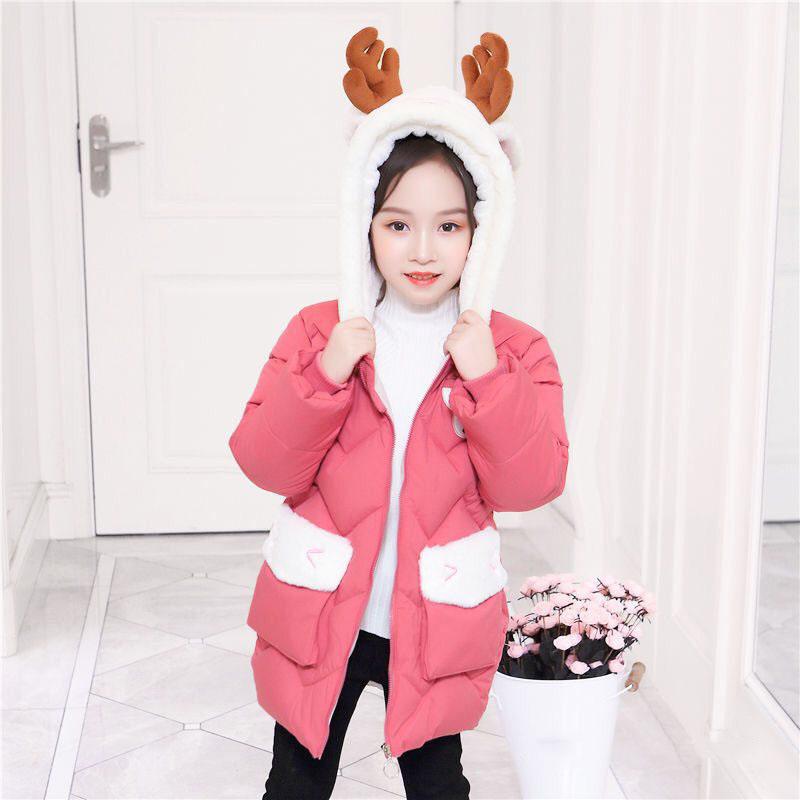Haine captusita din bumbac pentru fete Brodate la moda Jacheta mare de blana ingroasa de iarna pentru copii