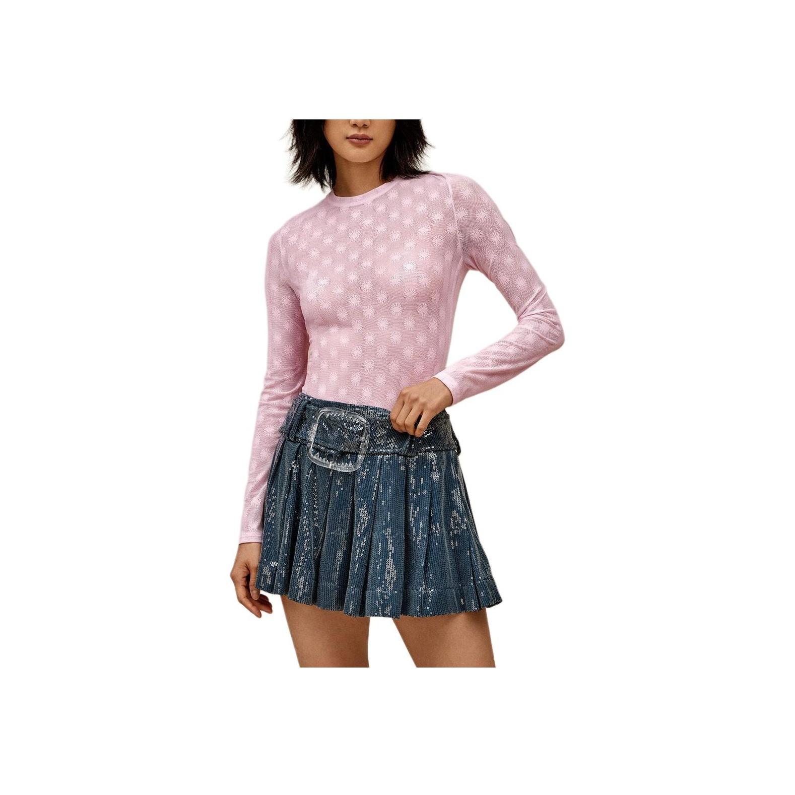 

UGG Talia Long Sleeve Mesh Shirt Women tops Gray Purple 1168473-DYL M
