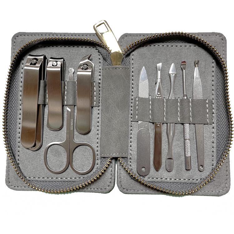 Stainless Steel Nail Clippers Set - 9-Piece Manicure Tools with Zipper Bag