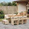 Vidaxl 11-Cz. Garden Furniture Set With Cushions, Beige, Poly Rattan