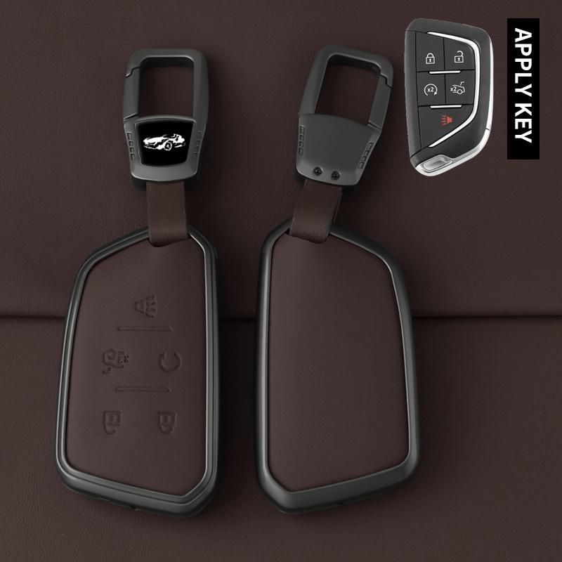 Car Key Case Cover Protect For Cadillac Ct4 Ct5 Ct4-V C8 Corvette Escalade Metal Holder Shell Keychain Accessories